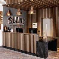 The wooden interior of the bar at Slane Distillery, Meath